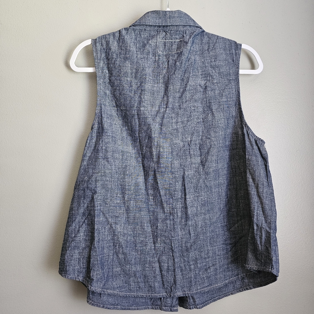 Rag & Bone - Chambray Sleeveless Button-Up Blouse Denim Size Medium - Picture 5 of 5